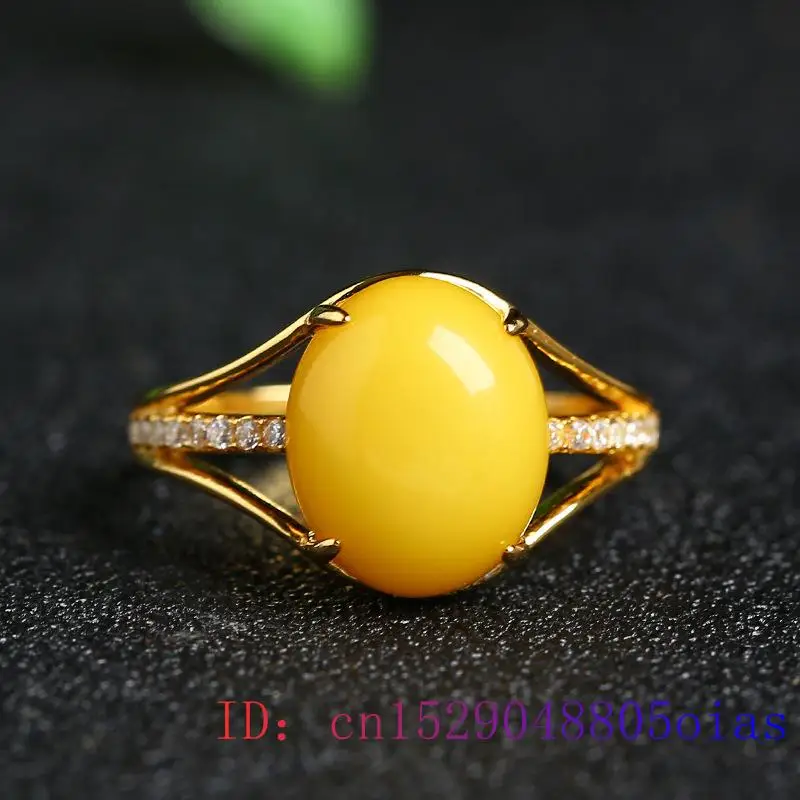 Women Fashion Rings - Yellow Amber Ring Fashion Lucky Charm
