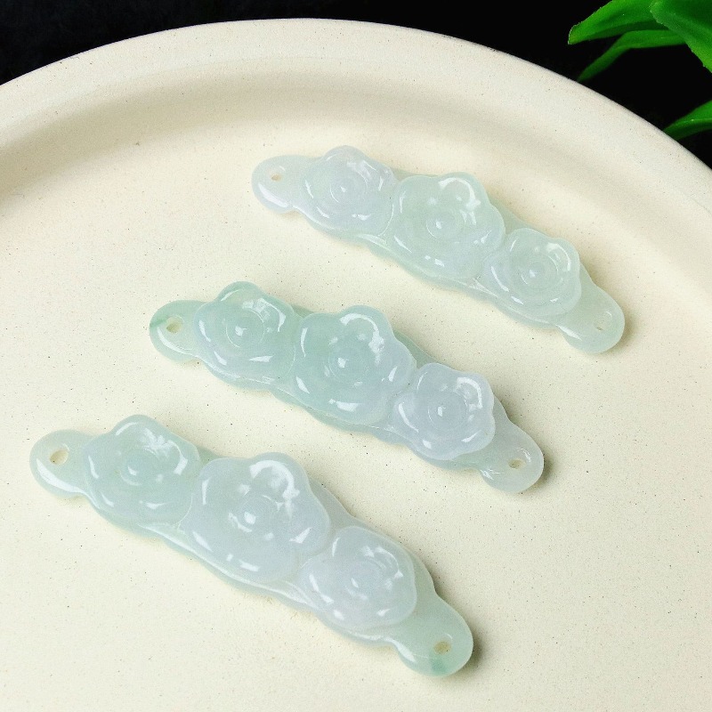 Women And Men Fashion - 1pc Natural Jadeite Emerald Flower Hand