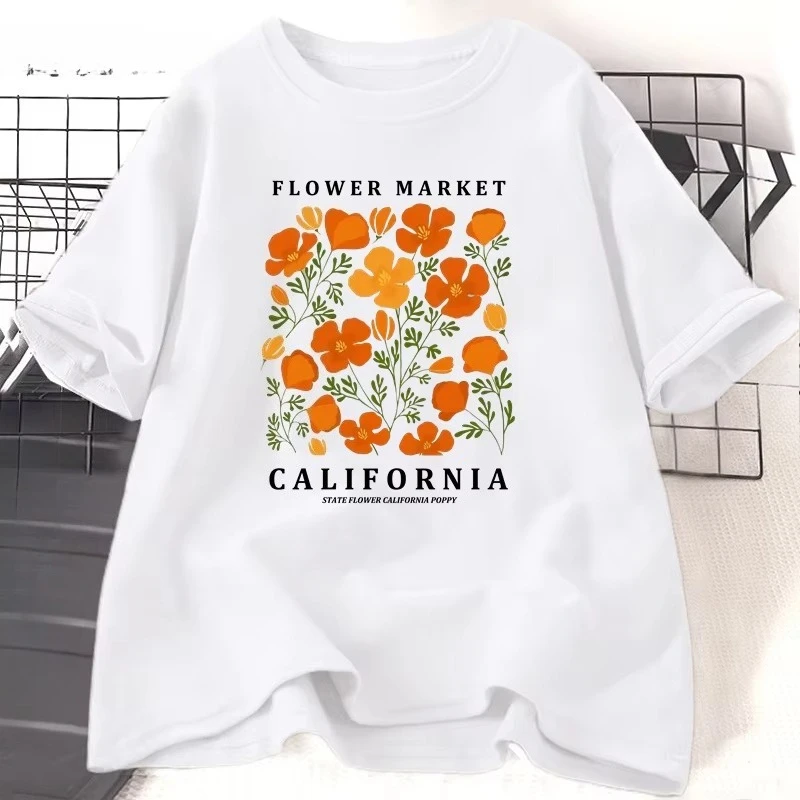 Women'S Fashion Market Size - Flower Market California T Shirt Woman