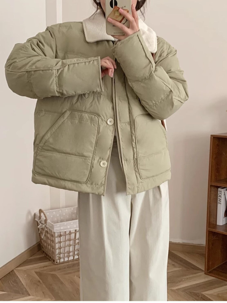 Women'S Fashion Parka - Korean Fashion Puffer Parka Women Contrast