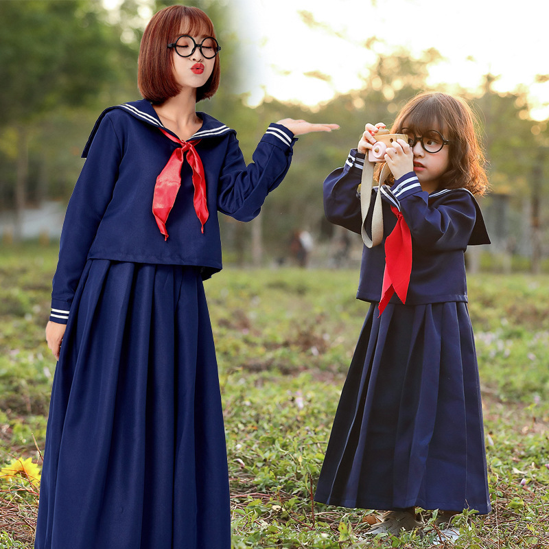 Pleated Skirt Women - Children's Day Japanese School Style Deep