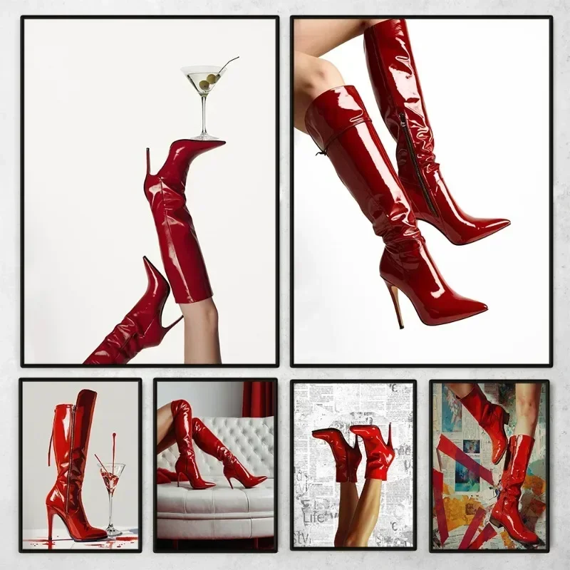 Red Boots Sexy Woman Poster Re - Women'S Fashion Magazine review and price