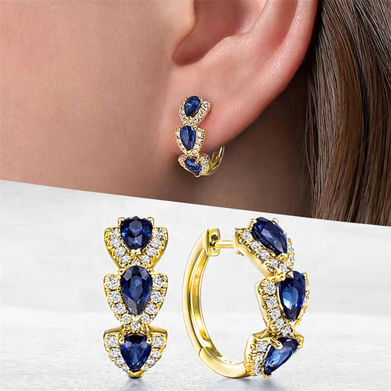 New Klein Blue Zircon Hoop Ear - Women'S Fashion Magazine review and price