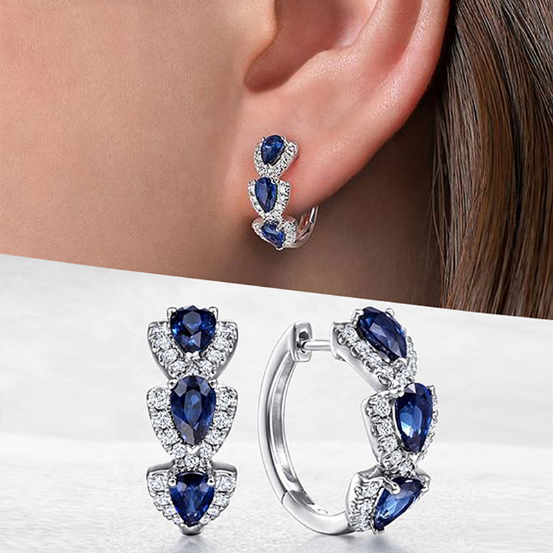 New Klein Blue Zircon Hoop Ear - Women'S Fashion Magazine review and price